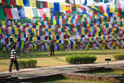 Hanging out prayer flags